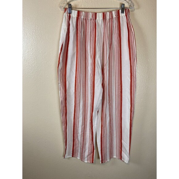 Ioanna Kourbela Basics M Stripe Pants Trousers Red Pull On Beach Embroidered - Picture 3 of 5